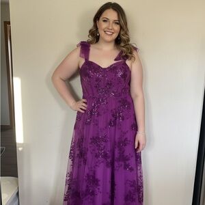 City Studio Magenta Sequin Tulle Prom Gown